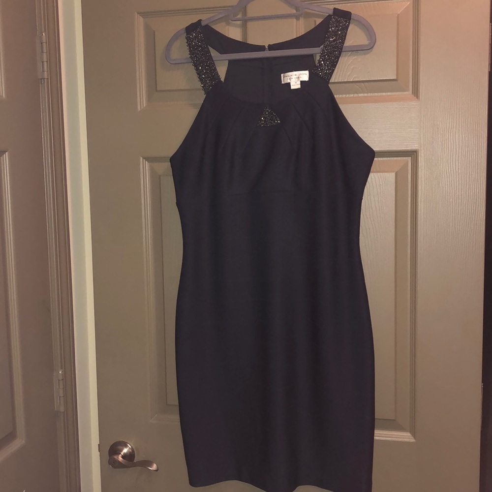 Navy blue fitted sheath